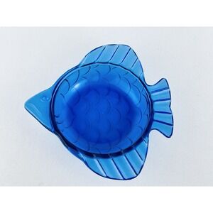 Glass Fish Tray HAZEL ATLAS ART DECO DEPRESSION COBALT BLUE ANGEL Dish BOWL